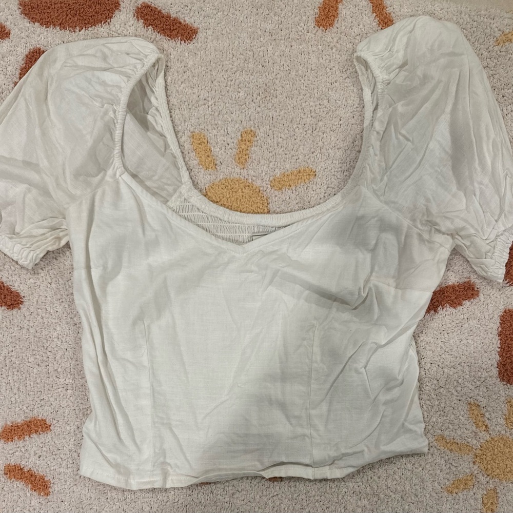 Abercrombie & Fitch White Blouse with Puff Sleeves